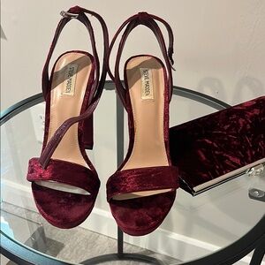 Steve Madden Red Velvet Heels with matching clutch